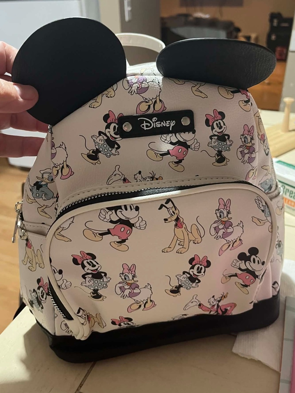 Disney Cream & Black Minnie Mouse Patterned Mini Backpack